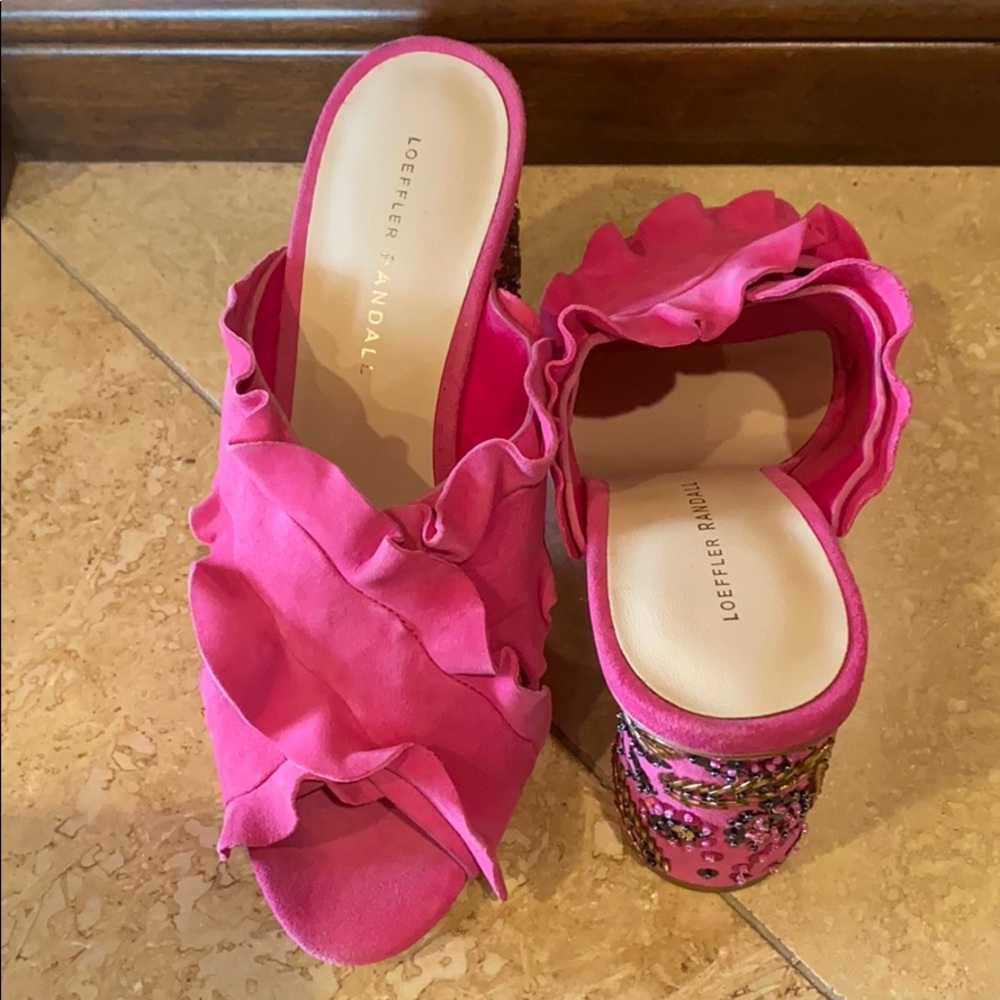 Loeffler Randall hot pink beaded heels